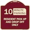 Signmission Minute Parking Resident Pick-Up and Drop-Off Minute Parking Aluminum Sign, 18" x 18", BU-1818-23875 A-DES-BU-1818-23875 - alternate 1